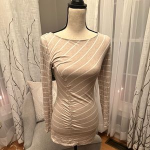 White House Black Market Tunic, Beige with White Strips, Size Small